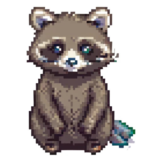 pixel art waschbär (raccoon), simple, cute, 8-bit style sticker