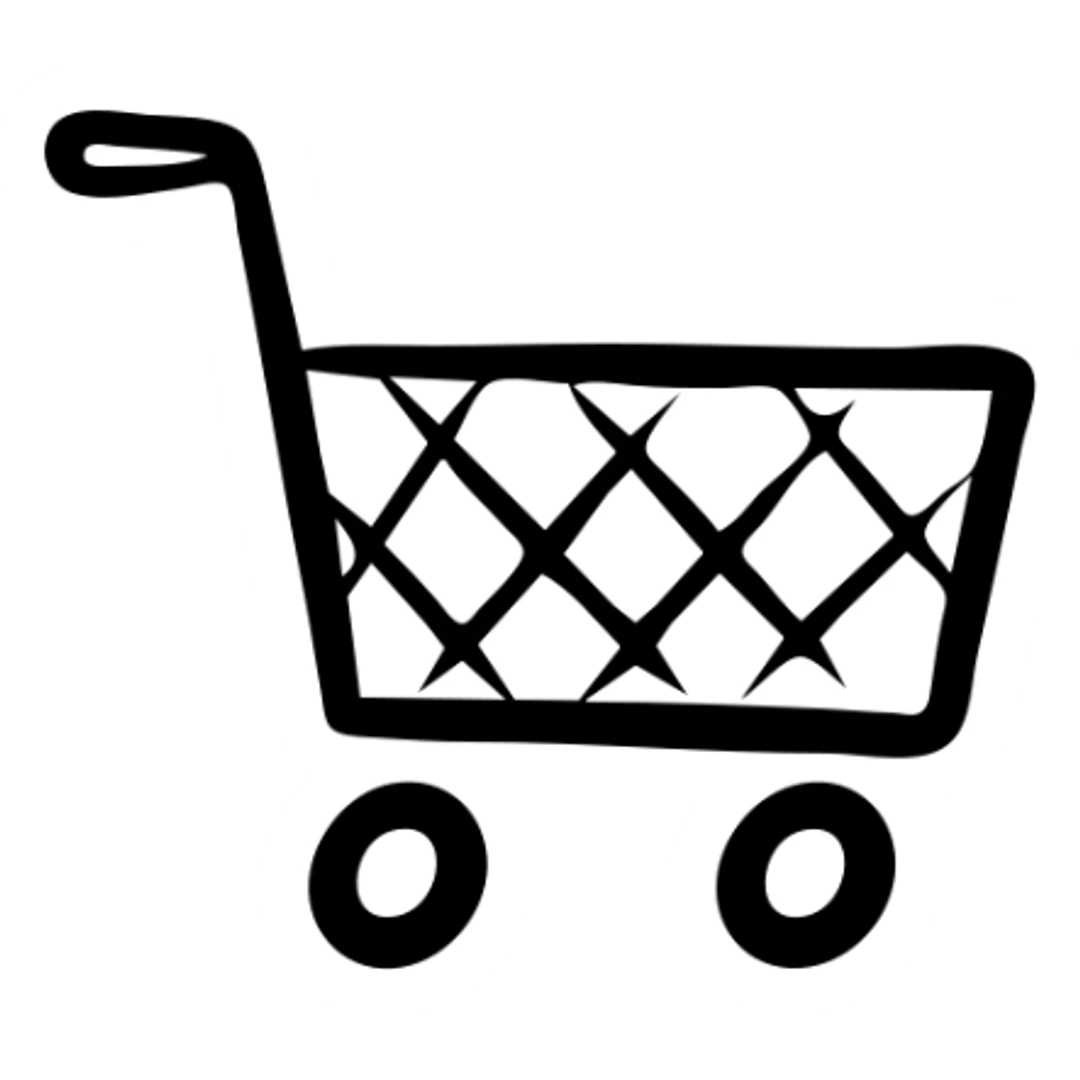 Hand drawn shopping cart icon sticker