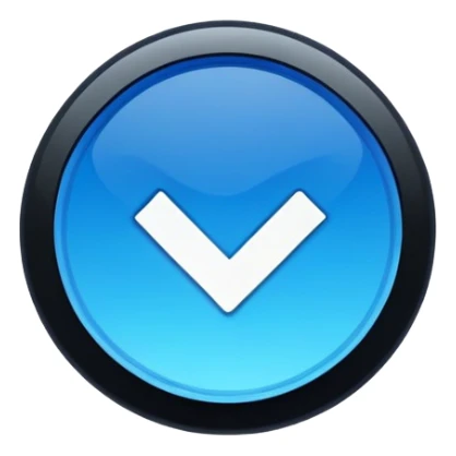 The image features a stylized blue badge with a smooth gradient, transitioning from a lighter blue at the top to a darker blue at the bottom. This badge has a circular shape with serrated edges, giving it a seal-like appearance. In the center, there's a bold, black checkmark that stands out prominently against the blue background. The overall design conveys a sense of approval or verification, often associated with authenticity or trustworthiness. This type of icon is commonly used on social media platforms to signify verified accounts. sticker