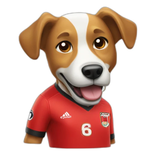 Cartoon Dog soccer mascot in Southampton jersey sticker