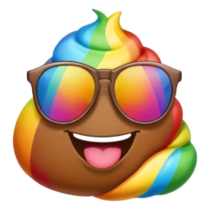 rainbow poop emoji with sunglasses sticker