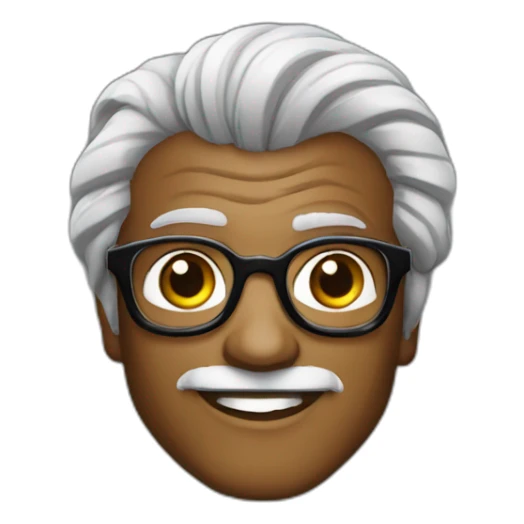 Rajnikanth with black and white hair wearing spectacles sticker