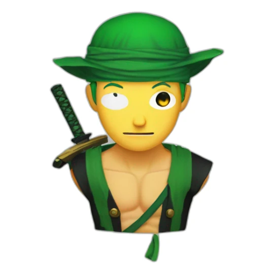 zoro one piece avec peau de banane sur la tête sticker