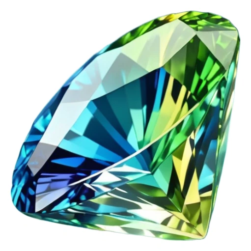 Shifting Blue to Green to Yellow, sparkling realistic still life 3D rendering gemstone sticker