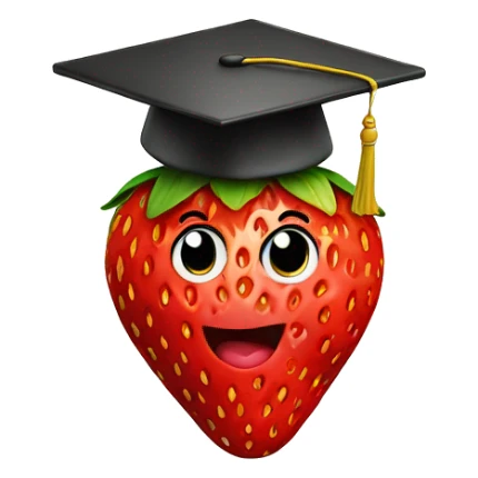 strawberry with graduation  sticker