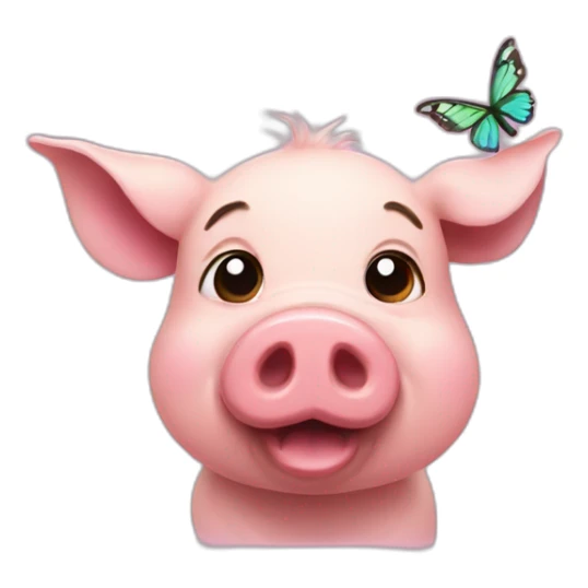 Pig with a little butterfly on his head sticker