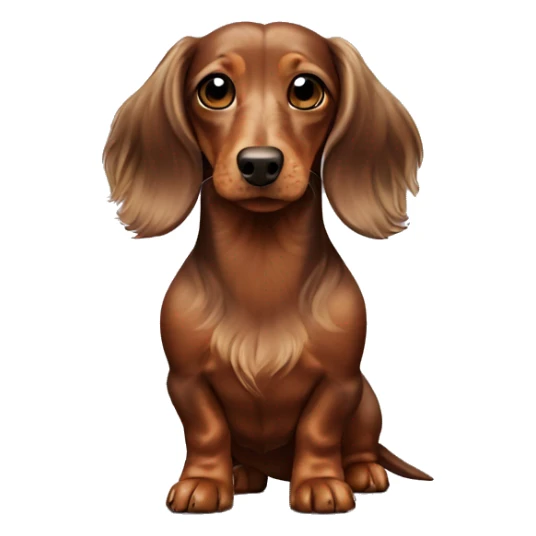 long-haired brown marble dachshund in full height sticker