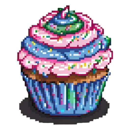 cupcake with pink frosting and rainbow sprinkles sticker