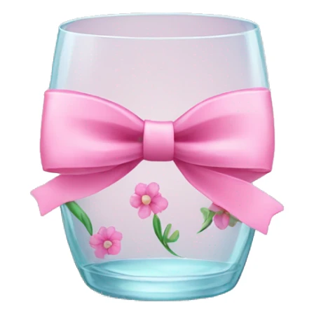 Glass with beautiful pink flowers with a bow sticker