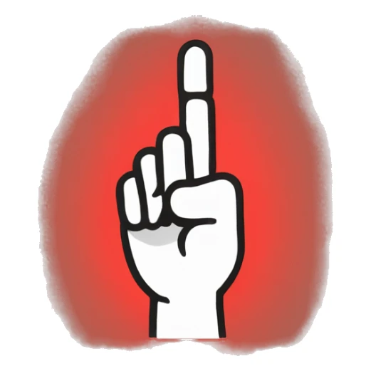 backhand index Finger pointing up in red colour sticker