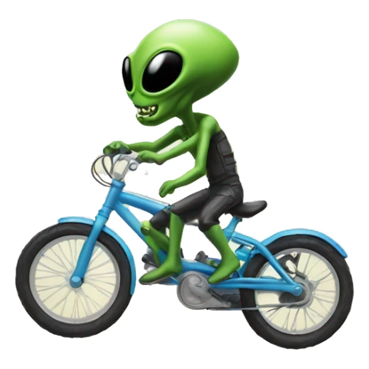 Alien rising a bike sticker