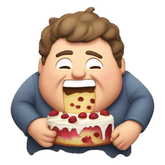 Chubby guy eating a lot of cake sticker