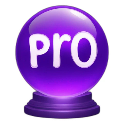 word "Pro" in purple crystal ball sticker