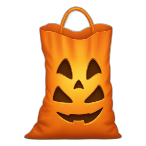 Orange Trick or treat bag with jack-o’-lantern face sticker