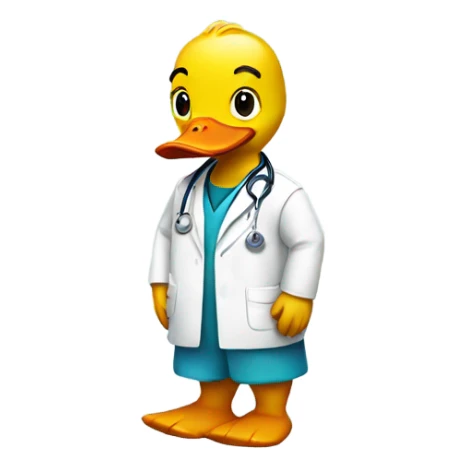 Plastic duck wearing a doctor outfit sticker