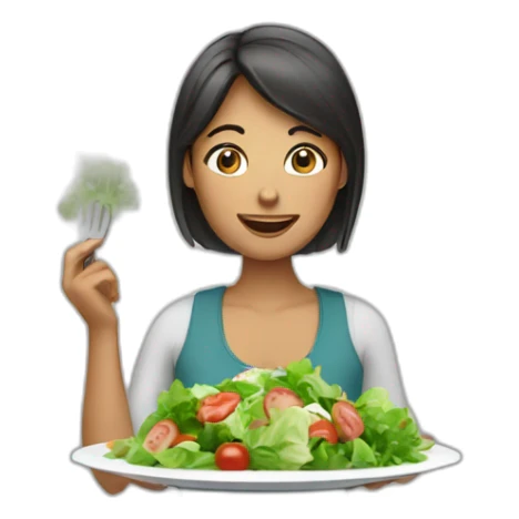A woman eating salad sticker