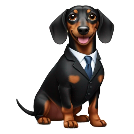 Happy black and brown Dachshund dog in suit sticker