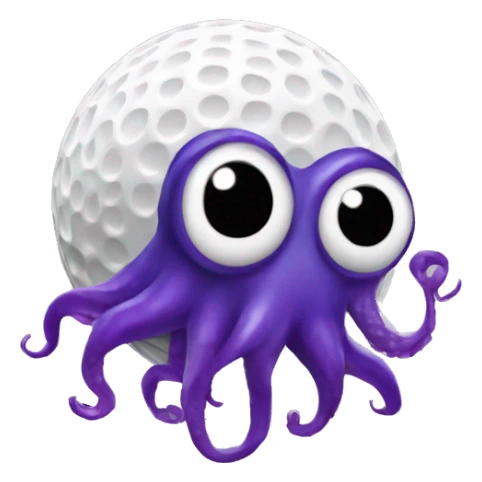 purple squid in the shape of a golf ball sticker