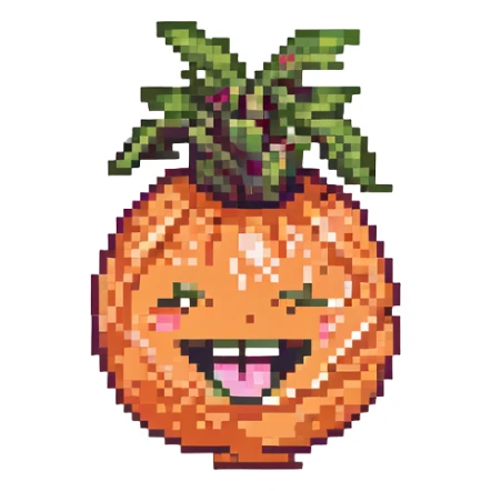 laughing radish, orange and pink, simple and clean sticker
