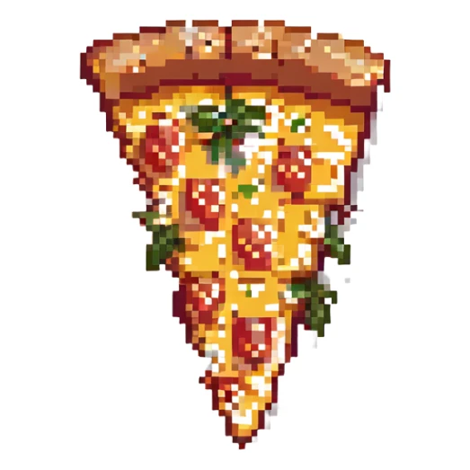 pixel art slice of pepperoni pizza, retro video game style sticker