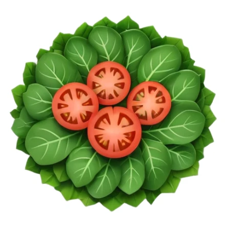 Minimalistic flat vector icon, iOS style, thin black contour on white background. Plate filled with leafy greens and tomato slices. Clean, no text, no shadows sticker