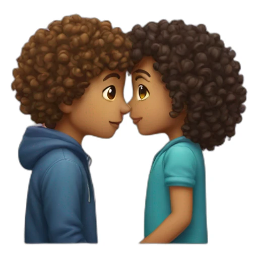 curly girl kiss boy sticker