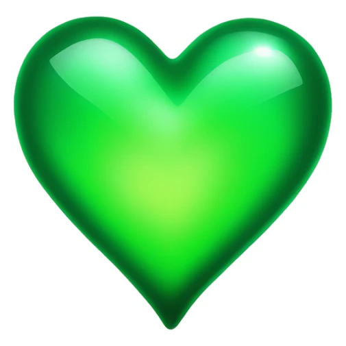 glowing green glass heart sticker