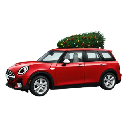 Red Mini Cooper clubman decorated for Christmas  sticker