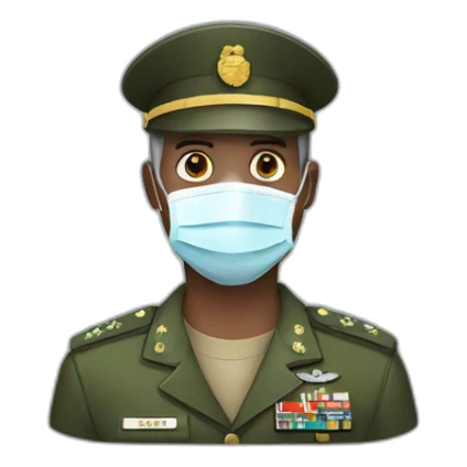 a military man in a Medical masks sticker