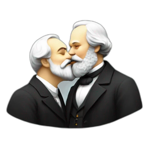karl marx kissing Friedrich Engels sticker