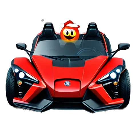 Piranha in red Polaris Slingshot at Christmas sticker