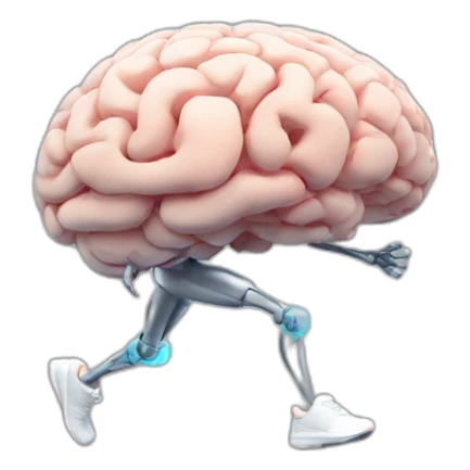 running brain ai, with legs, logo, human body sticker