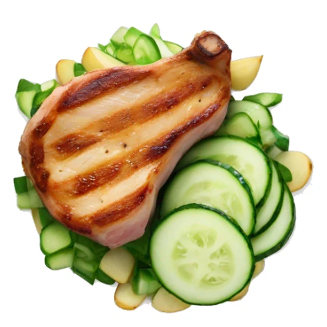 pork chop, potatoes and cucumber salad sticker