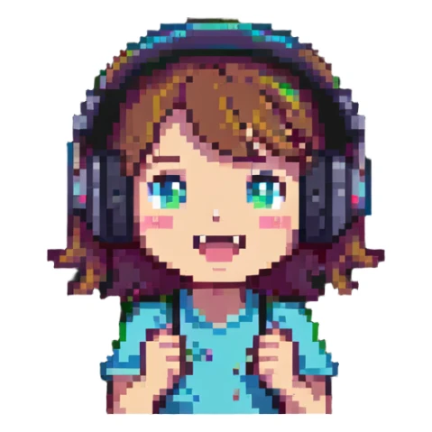 excited gamer girl in headphones sticker