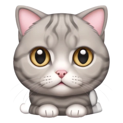 A grey striped Scotch fold with folded ears, a cute cat sticker