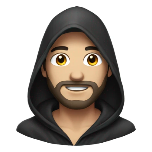 Hooded male portrait, dark hair  led face mask  sticker