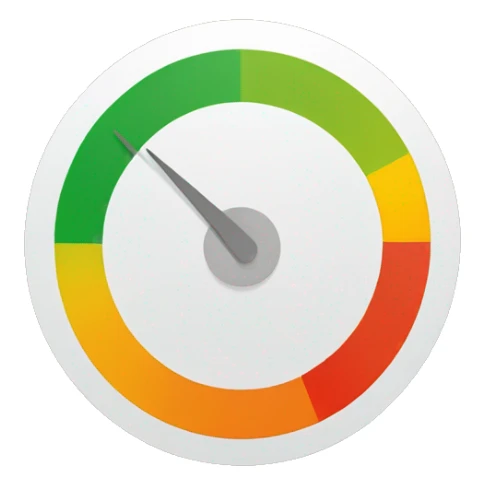 credit score graphic with green yellow orange red dial and numbers sticker