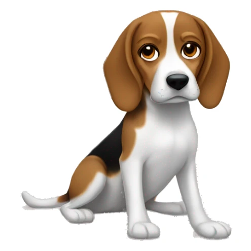 2 beagles with brown middle hair girl in bed sticker