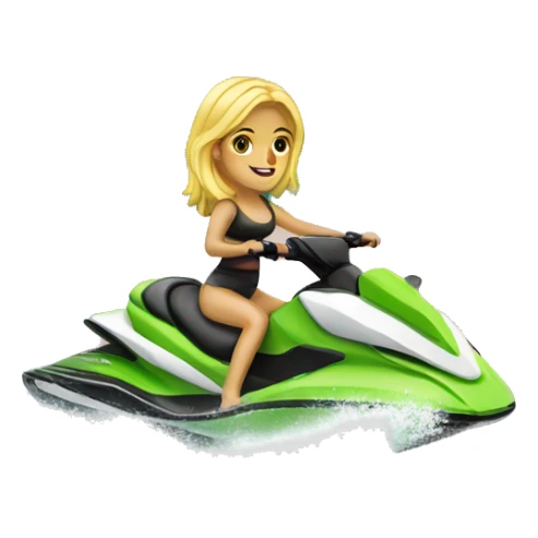 Blonde girl on jet ski at lake sticker