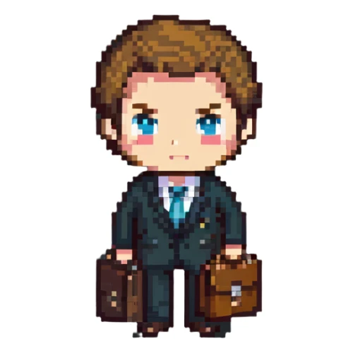 chibi businessman in suit with briefcase sticker