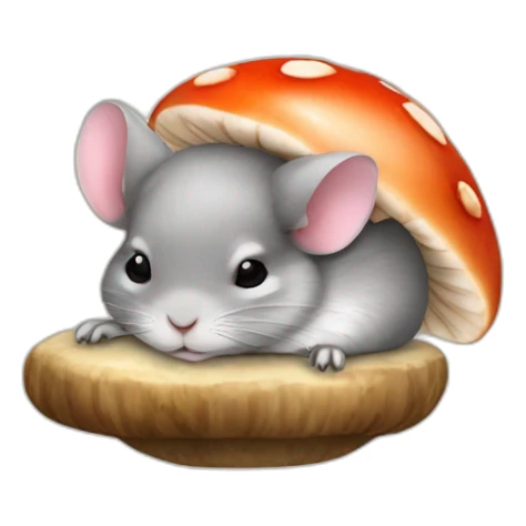 chinchilla sleeping on top of mushroom sticker