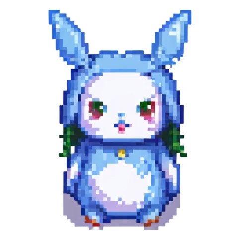 Labubu character as a small and charming pixel art emoji sticker