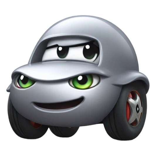 Metal cute Kirby bubble Gray ball driving on car wheels with mad eyebrows  sticker