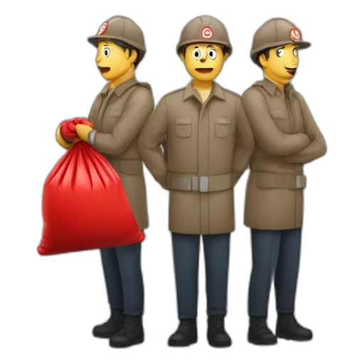 3 Man with red garbage bag in the bag danger logo sticker