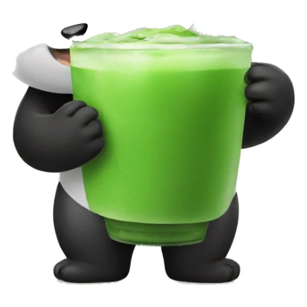 A Aestetic Emjo who is a Panda drinking Matcha sticker