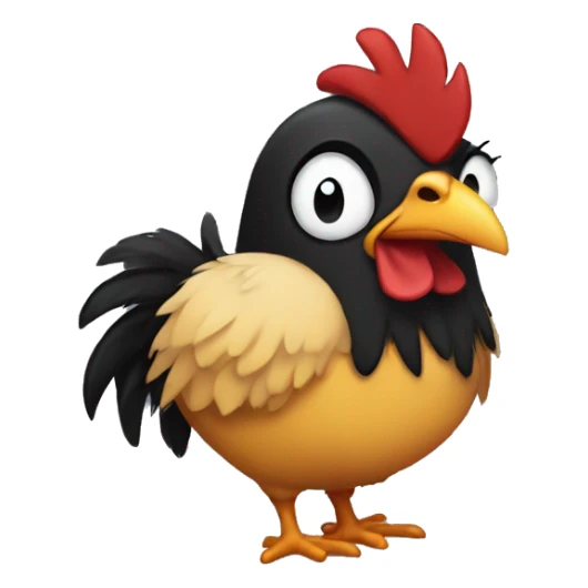 emo chicken with black hair and face tats sticker