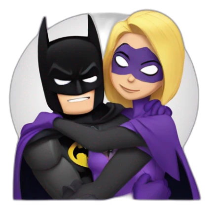 Batman hugging Raven from teen titans sticker
