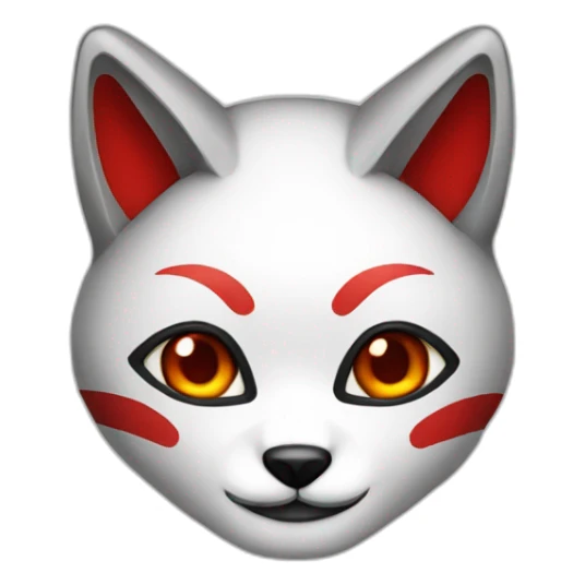 Programmer with Japanese red, black, white kitsune mask sticker