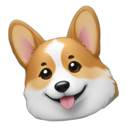 corgi behind laptop monitor sticker