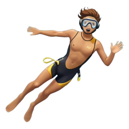 A diver mid-air, plunging from a high cliff into the sparkling ocean below. The background features rugged cliffs, clear blue water, and a bright sky, emphasizing the excitement and danger of the sport with a sense of freedom and adventure. sticker